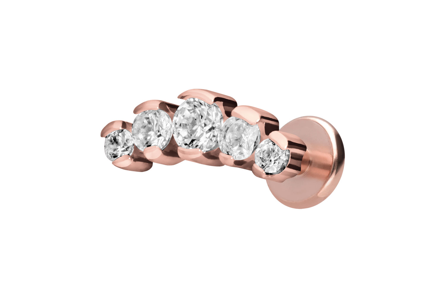 Titan Labret Piercing mit Innengewinde 5 EINGEFASSTE KRISTALLE